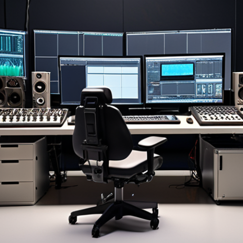 Home 7 **
A montage showing the evolution of media production. On the left, a cluttered analog studio with bulky equipment and stressed technicians. On the right, a sleek, modern digital workstation with AI interfaces and a relaxed media creator. The background subtly blends analog components into a digital, AI-powered future, illustrating the transition.
**
