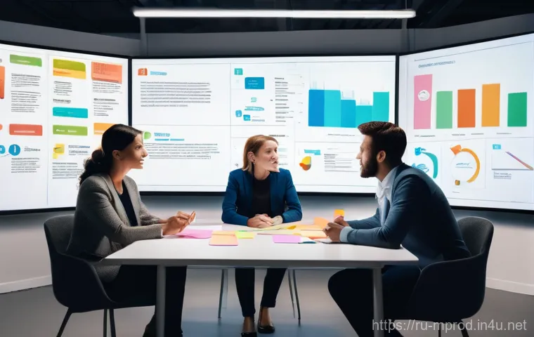 미디어 프로듀서로 일하기 위한 최소 스펙 - **Prompt 1: Collaborative Brainstorming for Audience Insights**
A vibrant, medium-shot photograp...