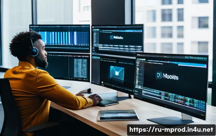 미디어 프로듀서 채용 공고의 핵심 분석 - A professional media producer in a modern office environment, actively communicating with diverse te...