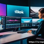 Home 22 미디어 프로듀서가 알아야 할 최신 트렌드 - A dynamic digital studio scene showcasing a creative media producer editing short-form videos on mul...
