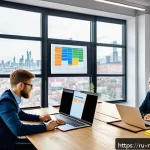 Home 18 미디어 프로듀서가 주의해야 할 실무 오류 - A professional office scene showing a diverse project team in a modern Russian startup environment, ...