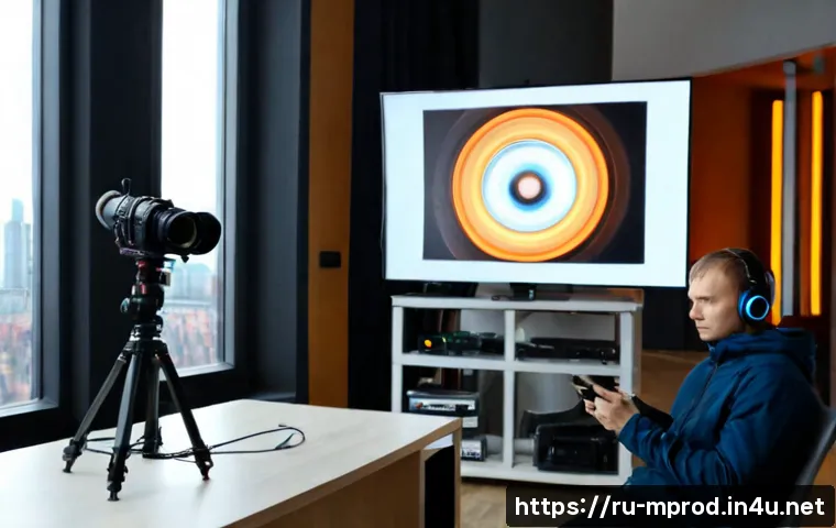 미디어 프로듀서가 주목해야 할 영상 트렌드 - Photorealistic modern video production studio in Moscow, a Russian media producer reviewing vertical...