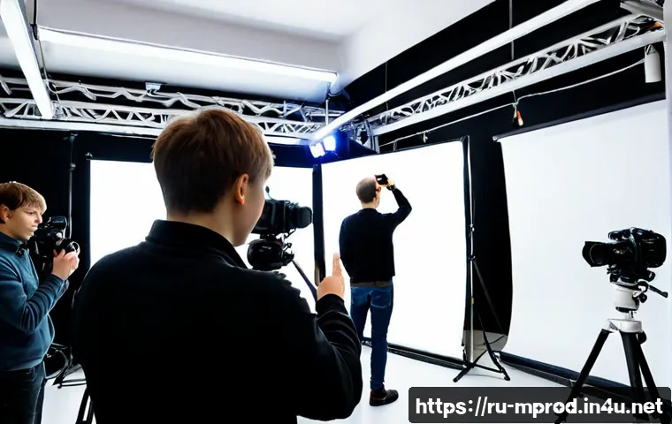 Home 17 미디어 프로듀서 실무 과정 소개 - Photorealistic media production training workshop in a modern Moscow creative studio, a diverse grou...